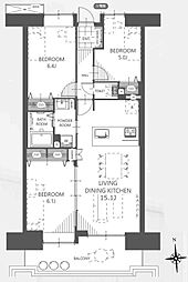 ヴェルシティ古河二番館 3LDKの間取図画像