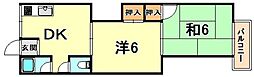 やなせマンション 2階2DKの間取り