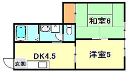 ルシエール平野C棟 2Kの間取図画像