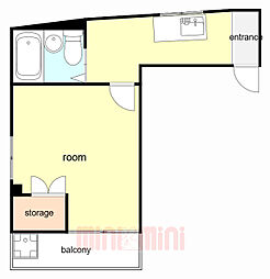 中間東雲ハイツ 5階1Kの間取り