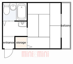 ニューヤングハイツ（北館） 3階ワンルームの間取り