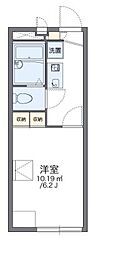 レオパレス異人館 1階1Kの間取り