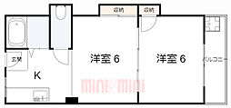 朝日マンション 4階2Kの間取り