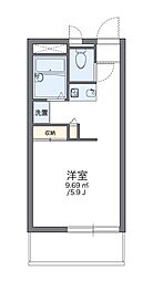 レオパレス熊野 2階1Kの間取り