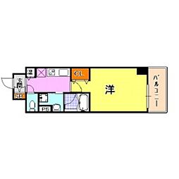 カスタリア三宮 1Kの間取図画像