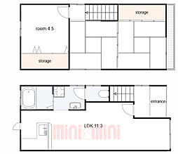 野田町8丁目貸家　Ｃ号 1階3LDKの間取り