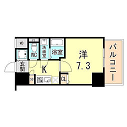 レジデンス神戸レガーロ 12階1Kの間取り