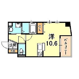 フォレストコート西元町 2階ワンルームの間取り