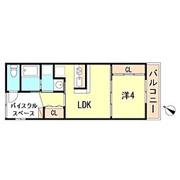 モデルノ大手町 2階1LDKの間取り