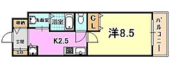 ＣＩＴＹ　ＳＰＩＲＥ神戸元町I 13階1Kの間取り