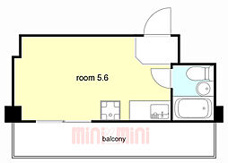 コスモプラザ三宮 8階ワンルームの間取り