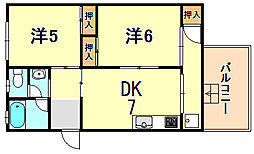 ときわビューハイツ 2DKの間取図画像