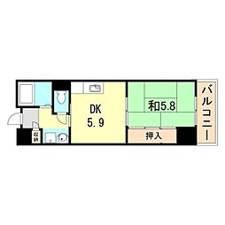 フェニーチェII 11階1DKの間取り