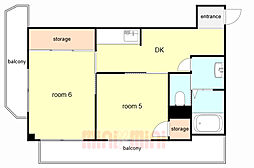 金物ビル 4階2DKの間取り