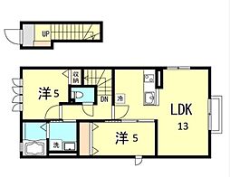 ハイム　カルフール 2階2LDKの間取り