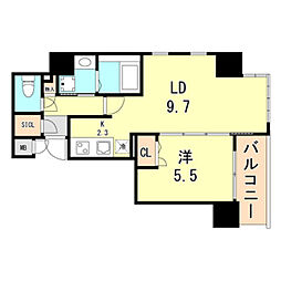 S-RESIDENCE神戸元町 1LDKの間取図画像