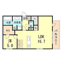 ＮＴＲエステート中山手通 3階1LDKの間取り