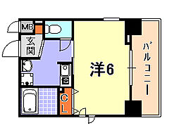 エステムコート神戸元町通 10階1Kの間取り