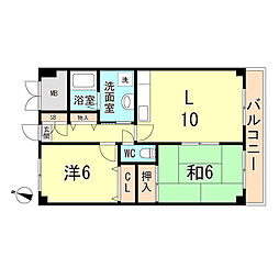 パストラルコート 1階2LDKの間取り