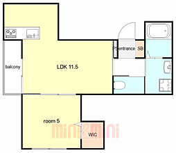 ヘーベルメゾン　プリエ　大久保 201 2階1LDKの間取り