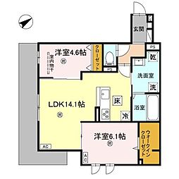 La　Maison林崎 103 1階2LDKの間取り