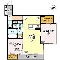 La　Maison林崎 2階2LDKの間取り