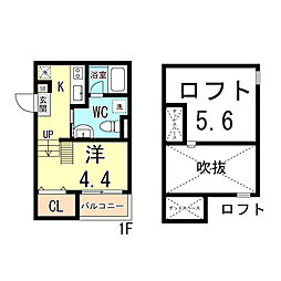 サクシード尼崎 2階1Kの間取り