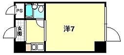 リベット甲子園 3階ワンルームの間取り