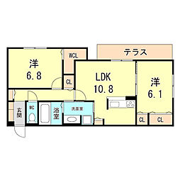 ヴィラ・モーヴ 1階2LDKの間取り