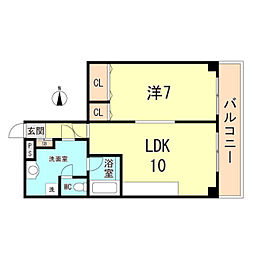 ジュエリー山手 2階1LDKの間取り