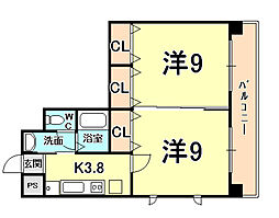 キャッスルプラザ甲子園アネックス 5階2Kの間取り