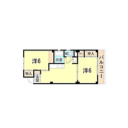 高倉マンション 2階2LDKの間取り