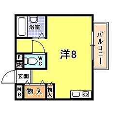 ヴィラ上ヶ原 ワンルームの間取図画像