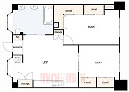 フォルザ住吉　Ｎ棟 3階2LDKの間取り