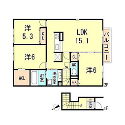 ガーデンハウス東落合8号棟 2階3LDKの間取り