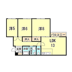 グリーンハイツ妙法寺　Ｂ棟 3階3LDKの間取り