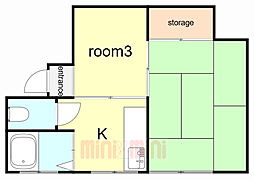 マンション二見 3階2Kの間取り