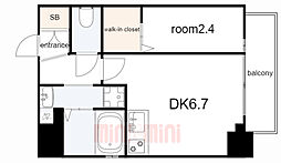 レジデンス神戸ウィステリアパーク 6階1DKの間取り