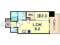セレニテ三宮プリエ 10階1LDKの間取り
