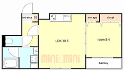 アークメゾン王子公園 305 3階1LDKの間取り