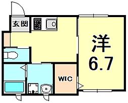 サンウィング妙法寺 1階1Kの間取り