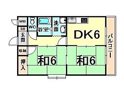 サンフォレスト塚口 2DKの間取図画像