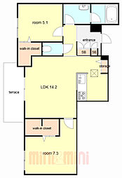 ShaMaison Greenage 日野町 2LDKの間取図画像