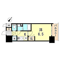 エスプレイス神戸ハーバーウエスト 12階1Kの間取り