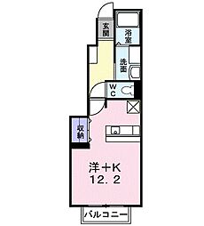 プリムヴェール 1階1Kの間取り