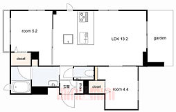 シャーメゾンガーデンズ明石 102 1階2LDKの間取り