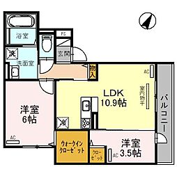 ＳＡＫＵＲＡ甲子園三保町 206 2階2LDKの間取り
