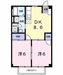 ロイヤルハイツ2 2DKの間取図画像