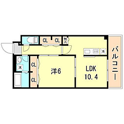ヴォーリズ・クレスト 3階1LDKの間取り