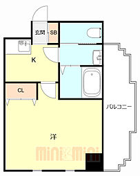 フェアリーコート歌島橋 4階1Kの間取り